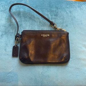 2/$35 COACH Wristlet, Black leather & silver hardware